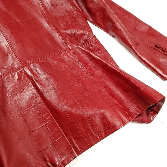 New Identify Red Genuine Leather Embossed Jacket  Sz 8 - Picture 13 of 15
